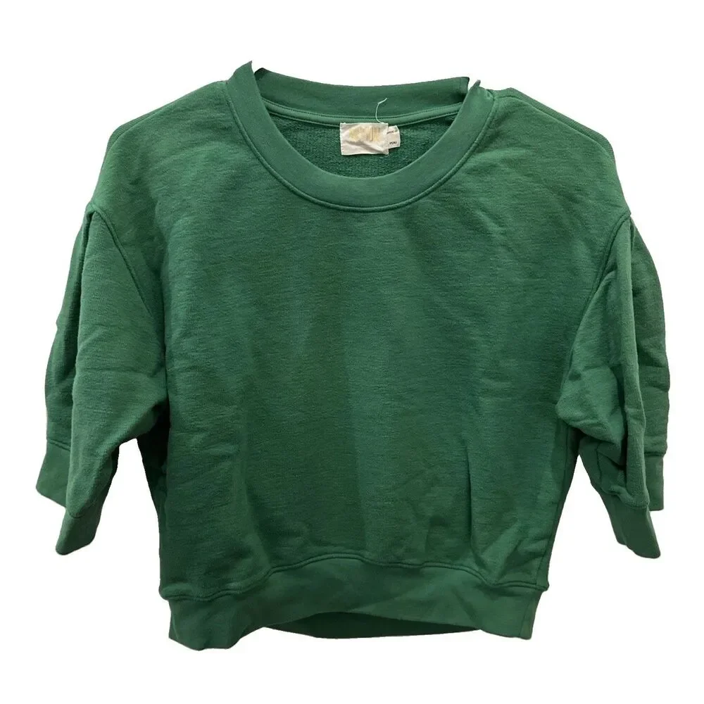 Nation LA Women’s Tate Cropped Boxy Pima Cotton Sweatshirt Verdant Green Small